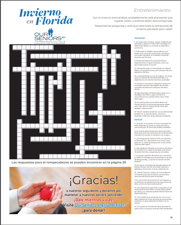 NEFL Winter 2023 Spanish Page 17 Crossword Puzzle