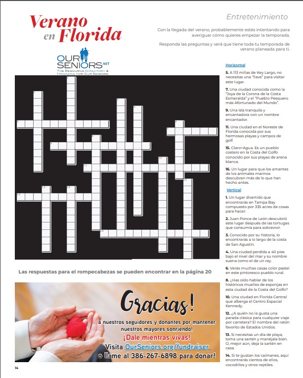 Crossword Puzzle Page 14 Spanish