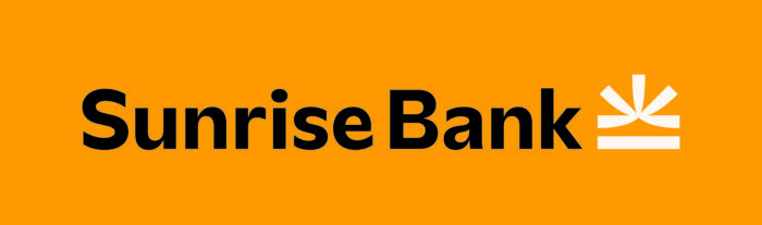 Sunrise Bank Primary Horizontal Logo Midnight Sand Dune on Golden Hour Padding Included CMYK
